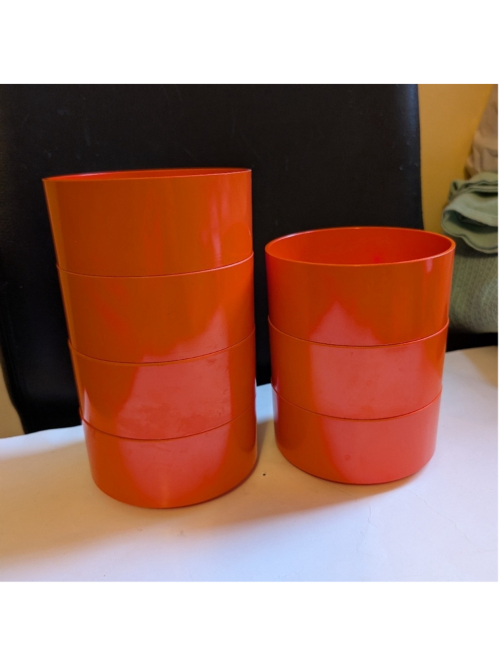 Heller Lella and Massimo Vignelli orange vintage stacking melamine bowls x 7